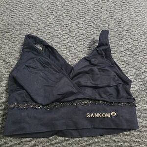 Sankom Patent Bra Womens S-M Black Good Posture Support Wireless Lace Bralette